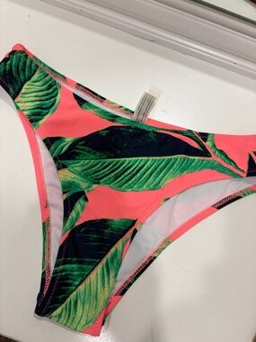 Cupshe Neon Coral Tropical Leaf Bikini Bottoms